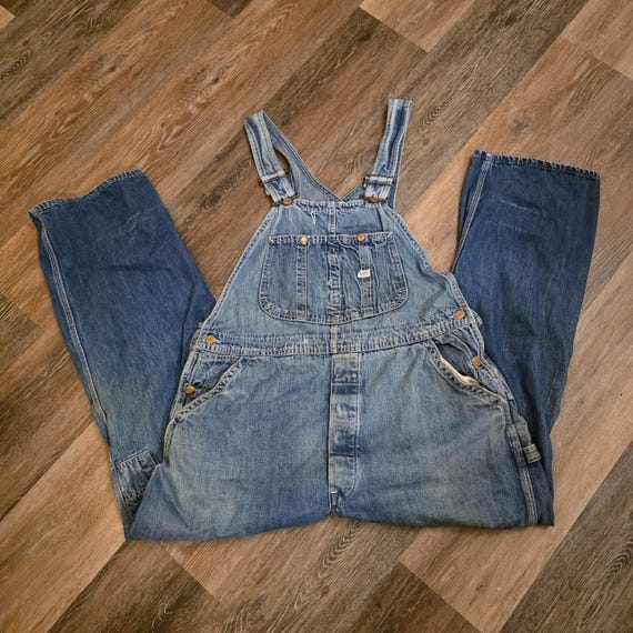 VTG Lee Denim Overalls 1940s 1950s Sanforized Don… - image 1