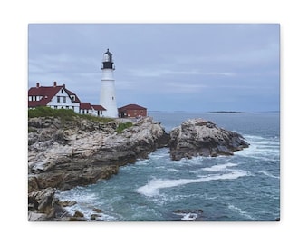 Coastal Lighthouse Canvas Print: Nautical Beach House Decor
