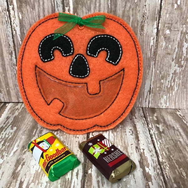 Jack-O-Lantern Treat Bag, Party Favors, Pumpkin, Stocking Stuffer, Christmas, Holiday, Peekaboo Treat Bag, Felt Gifts