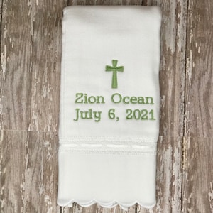 Baptism Burp Cloth, Machine Embroidered,Gift, Baby Boy, Baby Girl, Keepsake, Cross, Christening, Naming, Dedication