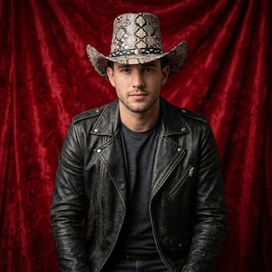 Unisex Snake Pattern Cowboy Hat | Western Python Print Hat