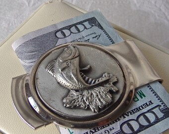 Silver tarpon fish money clip hand made mens wear etsy