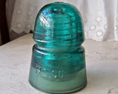 Vintage Turquoise Glass Insulator H G Co Hemingray 1880-1930