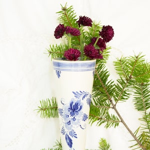 Candelabro vintage reversible con jarrón azul de Delft