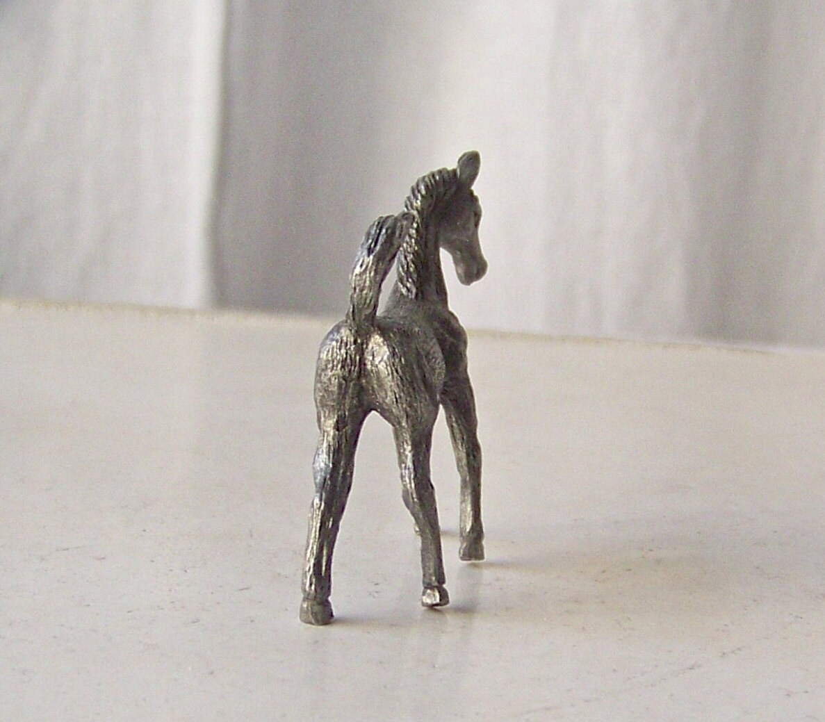 Vintage Pewter Horse Figurine Stallion Miniature Pewter Horse Etsy