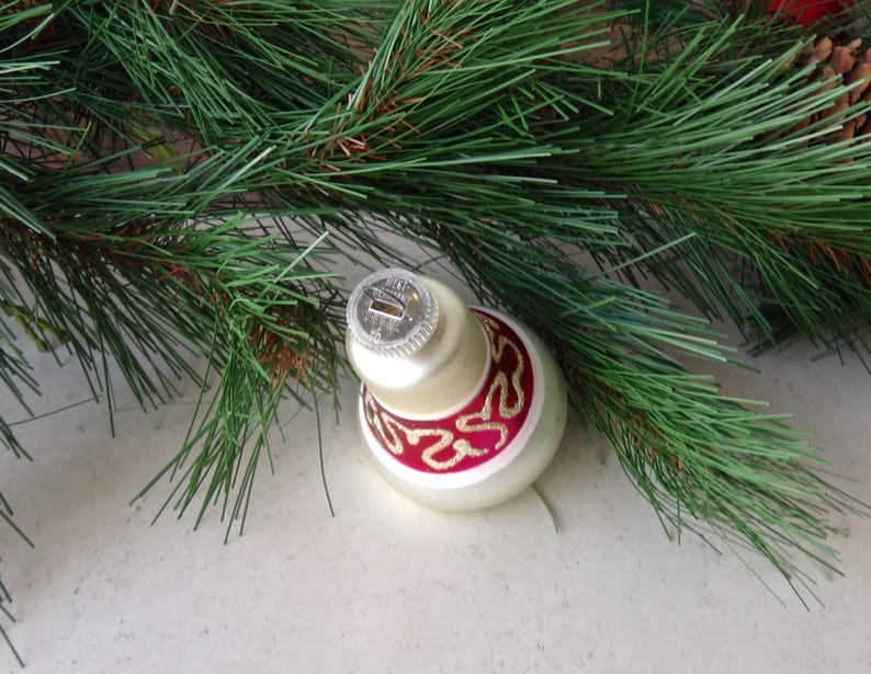 Vintage Christmas Ornament Glass Bell Silver Pink Mica Glitter West Germany