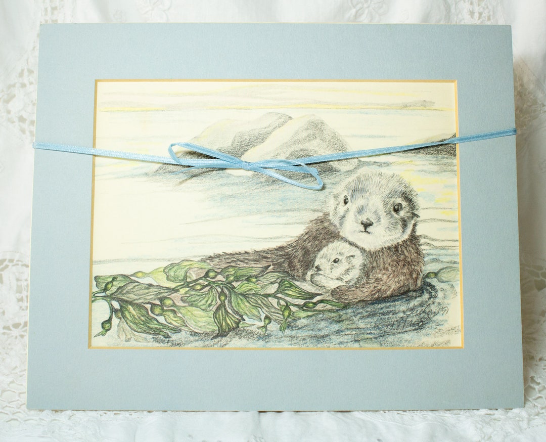 Sea Otters Color Drawing Signed Numbered and Dated 1990s - Etsy