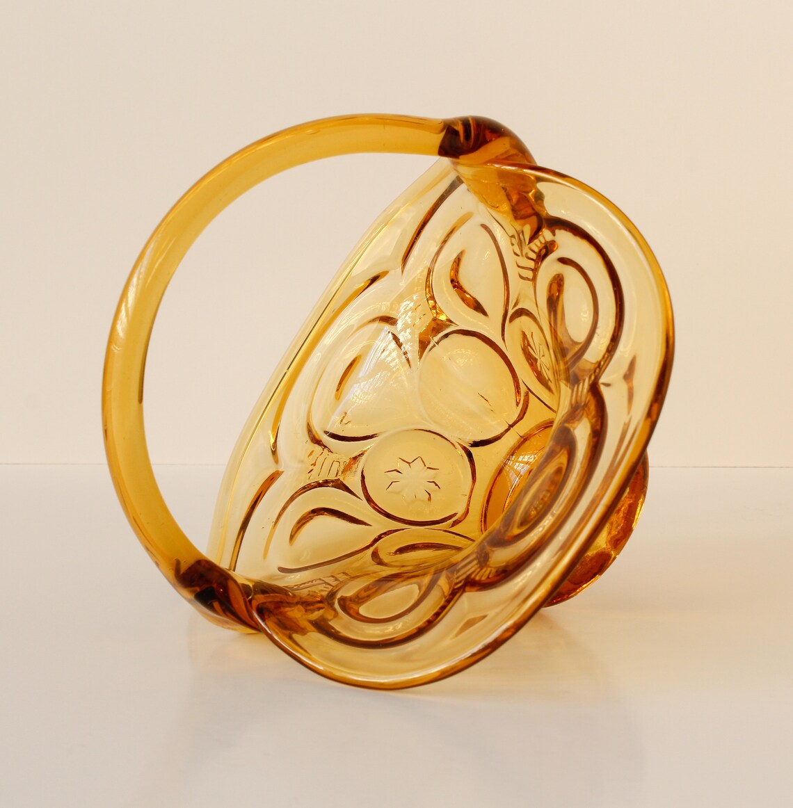 Vintage Amber Glass Basket Centerpiece Wedding Easter Etsy