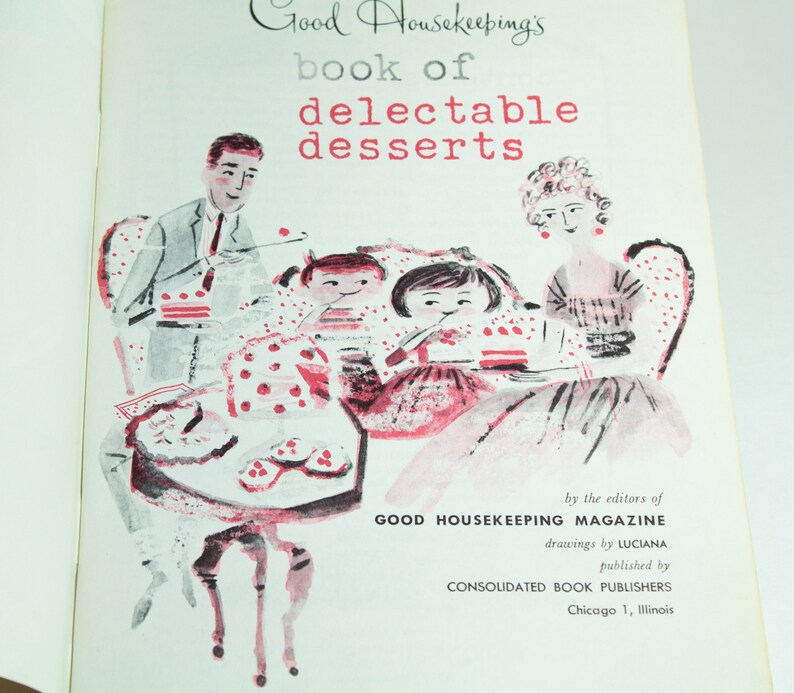 Vintage Book Of Delectable Desserts Good Housekeeping Cookbook 1958
Fabulous Desserts With Step-by-Step Directions.
Some Recipes For Weight Watchers.
The booklet measures 8 1/2 by 6 inches.
Good condition, slight signs of wear and use; NO Stains.
Clean white pages.