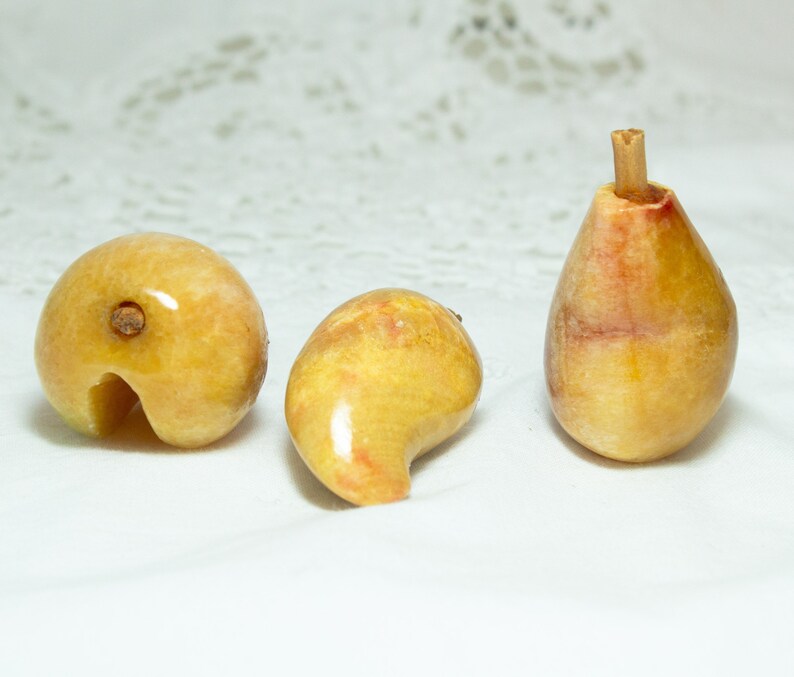Alabaster Stone Fruit Display Peach Pear Mango Vintage 1980s Etsy