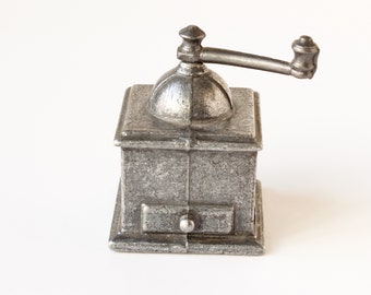 Pewter Coffee Mill Miniature Replica Kitchen Decor  1990