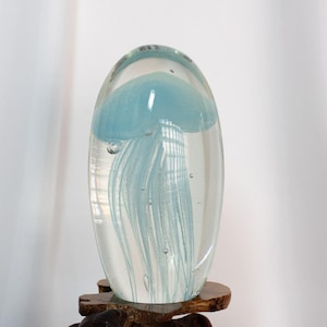 Vintage Aqua Jellyfish Paperweight 1970s