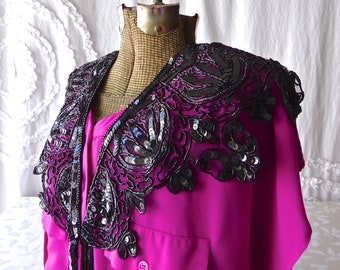 Black Lace Collar Bead and Sequin Costume Design