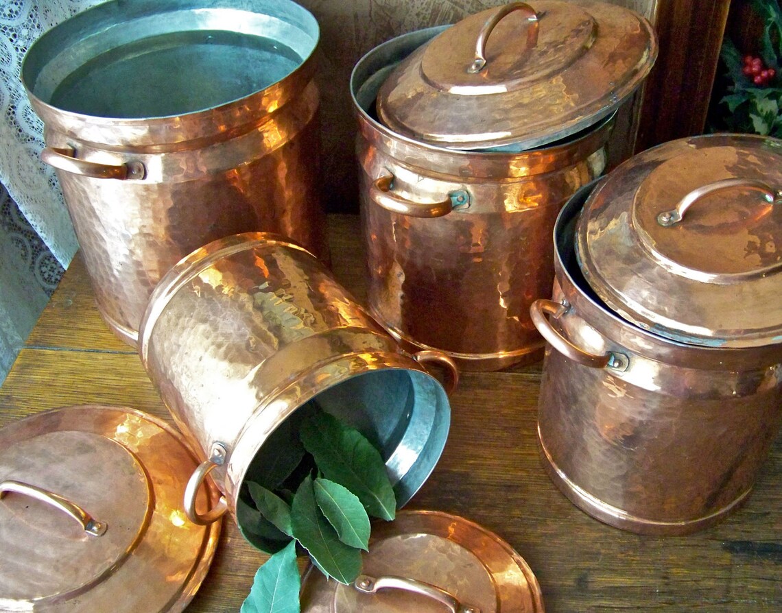 Vintage Turkish Copper Canister Set Etsy