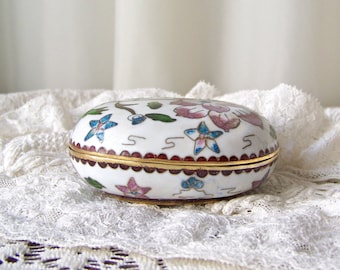 Vintage Trinket Box With Cobalt Blue Interior