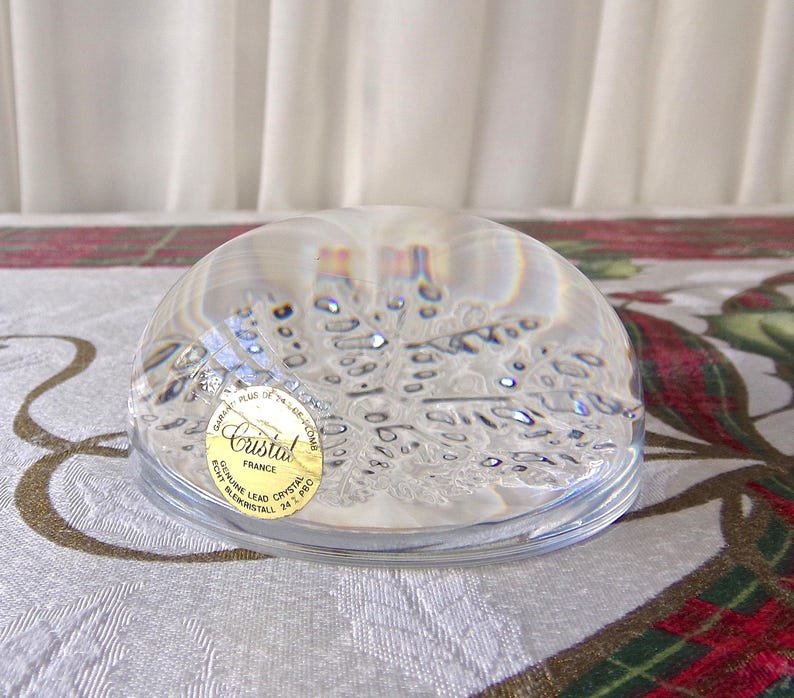 Vintage Snowflake Paperweight, Cristal France - Etsy
