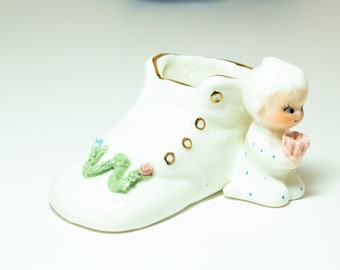 Vintage Baby Shoe Figurine Nursery Decor