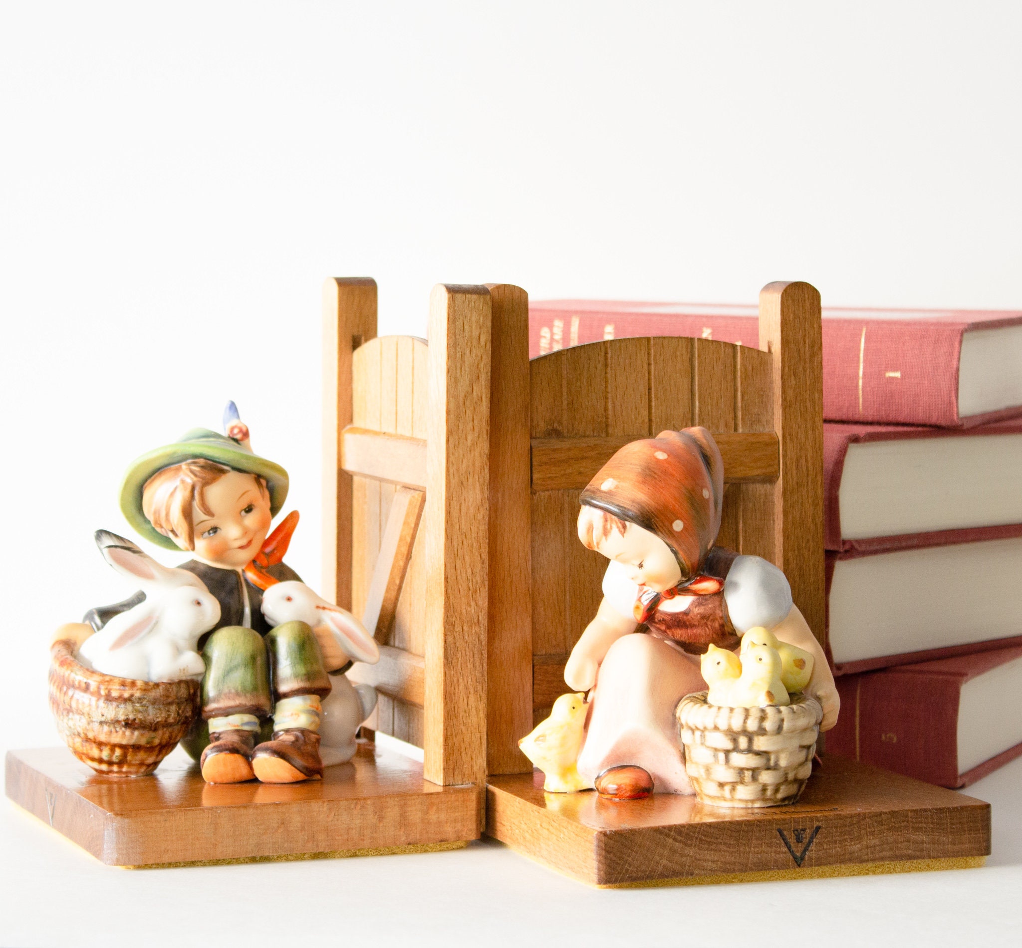 Vintage Hummel Bookends, Children, Bunnies, and Chicks - Etsy