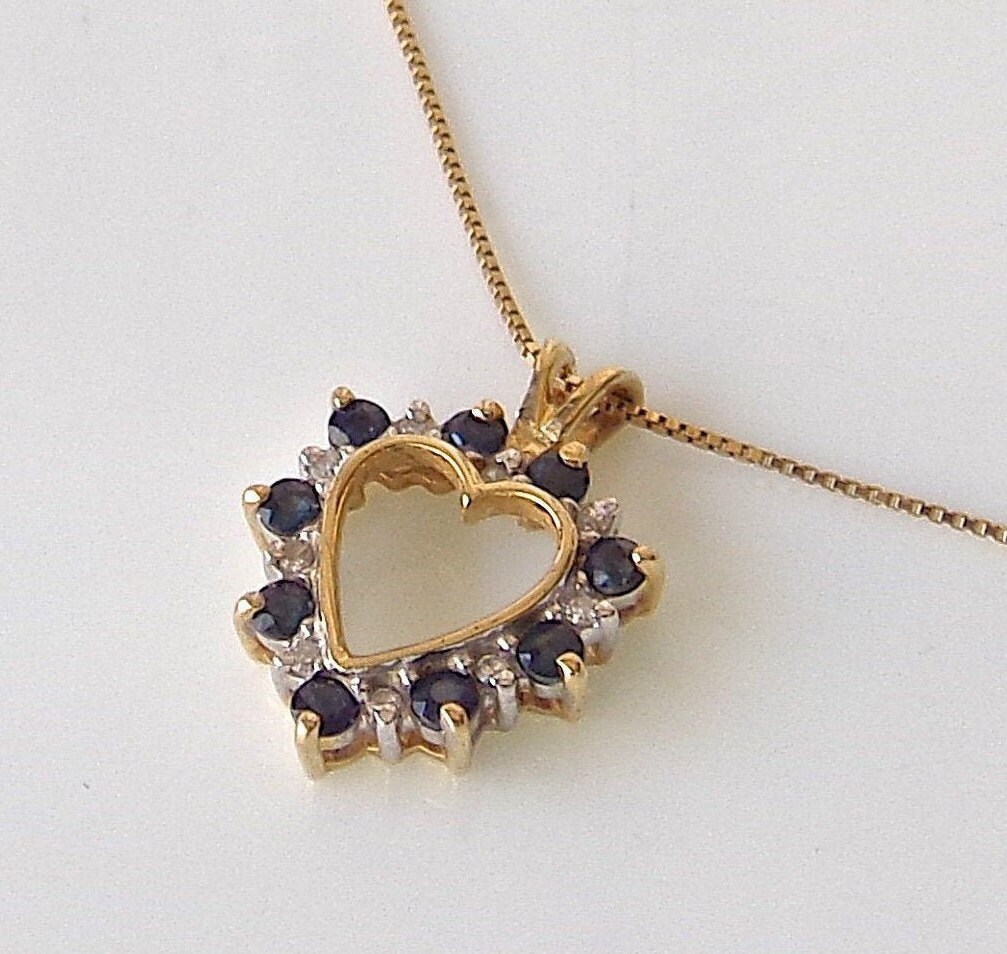 Diamond Heart Pendant 14K Gold Heart 