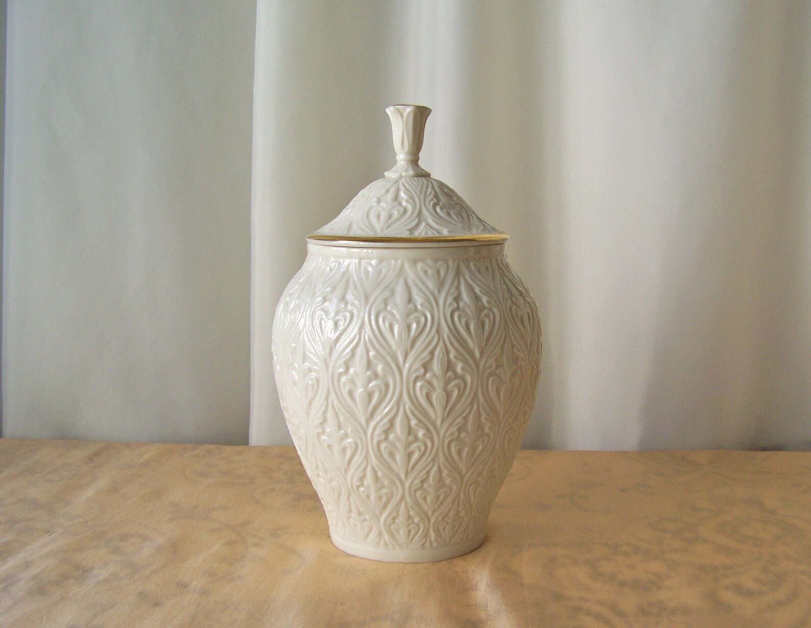 Vintage Lenox Ginger Jar Porcelain Cream Color Lidded Canister Etsy