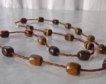 Tiger Eye Necklace Mini Beads 35 Inches