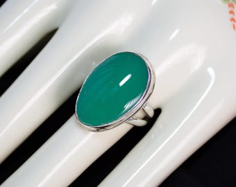 Vintage Sterling Chalcedony Gemstone Ring US Size 7 1/4
