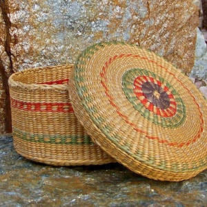 Vintage Graskorb Handgewebtes Orientalisches Design