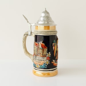 Vintage Beer Stein Pewter Lid 1960s
