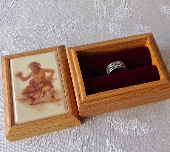 Wooden Ring Box Velvet Lining - image 2