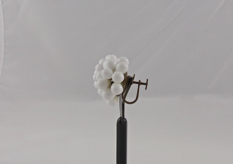 Vintage White Earrings Milk Glass Screw Back Earrings Germany