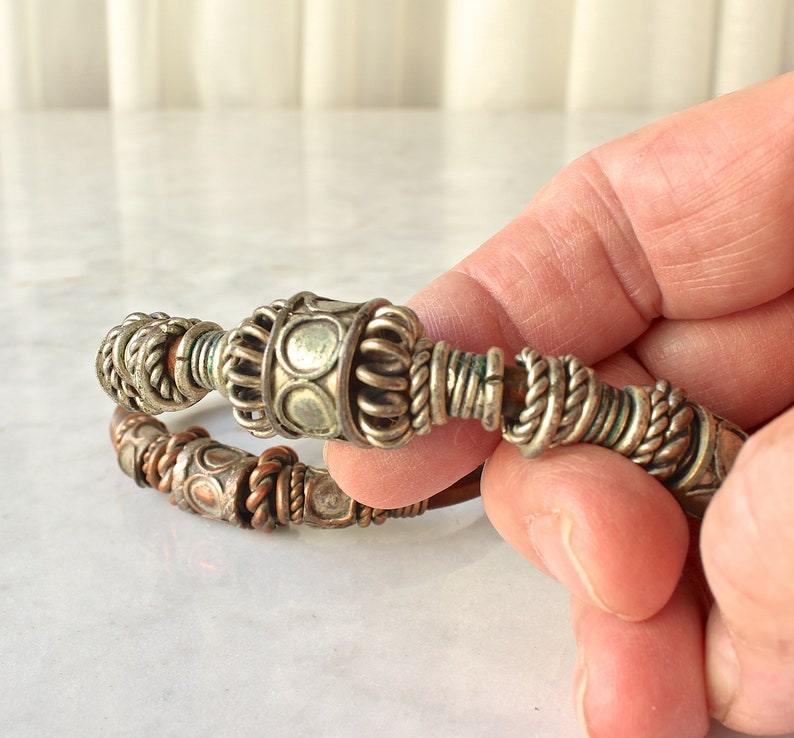 Vintage Leather Necklace and Bracelet Tribal Jewelry Boho Hippie 1970s