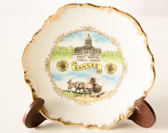 Decorative Plate Kansas Vacation Souvenir Miniature Wall Decor 4 Inch Diameter