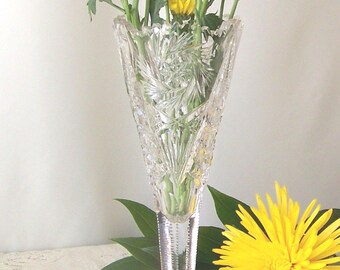 Vintage Crystal Vase, American Brilliant Period 1910