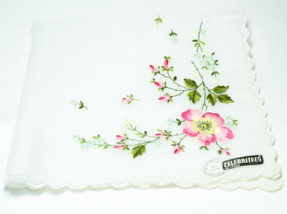 Vintage Celebritees Embroidered Handkerchief - image 1