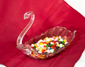 Glass Swan Candy Serving Dish Antique Circa Early 1900s