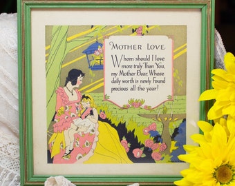 Framed Mother Poem Nostalgic Print 1920s