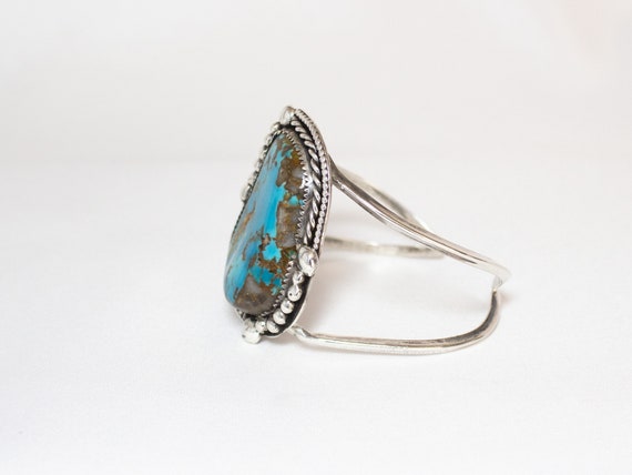 Turquoise Cuff Bracelet Sterling Silver - image 3