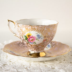 Vintage Pink Teacup and Saucer Royal Standard 1950s