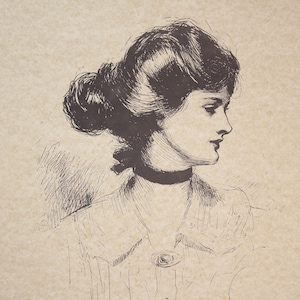 Vintage dochter van de South Gibson Girl-print 1987