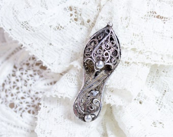 Sterling Slipper Brooch Pin