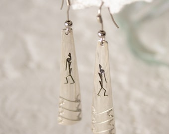 Sterling Dangle Earrings Walking Man Vintage Silver Jewelry Circa 1980