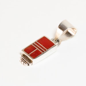 Vintage Sterling Coral Pendant Southwest Design