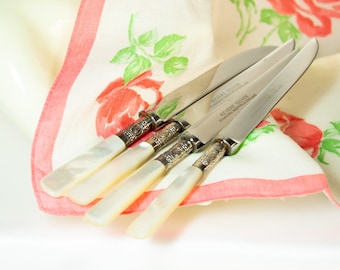 Dinner Knives Sterling Hilt Mother Of Pearl Handle Set Of Four