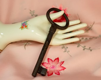 Vintage Large Jail Key Forged Iron