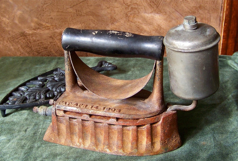 Antique Gas Iron The Monitor 1903 White Gas Powered Clothes Etsy