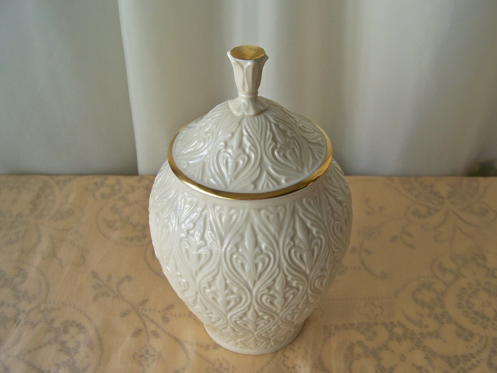 Vintage Lenox Ginger Jar Porcelain Cream Color Lidded Canister Etsy