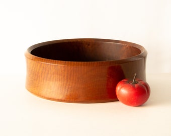 Fruit Bowl Cherry Wood Large Centerpiece Circa 1970s