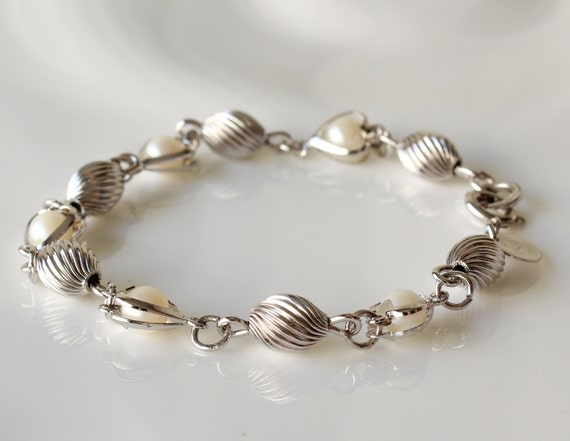 Pearl Heart Sterling Silver Bracelet - image 6