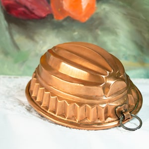 Vintage Copper Mold Melon Shape Tin Lined