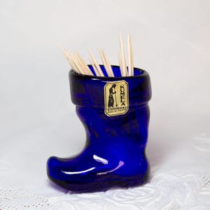 Vintage Blue Miniature Boot Toothpick Holder